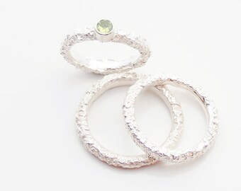 Peridot Wedding Ring Set - Peridot Engagement Wedding Ring Set