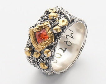 Vintage Engagement Ring - Gemstone Ring - Cocktail Ring - Boho Ring - Statement Ring - Silver Bezel Ring - Ethical Engagement - RN 171
