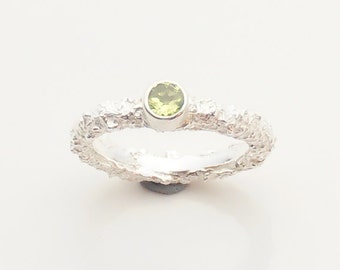 Peridot Wedding Band - August Birthstone Ring - Peridot Engagement Ring