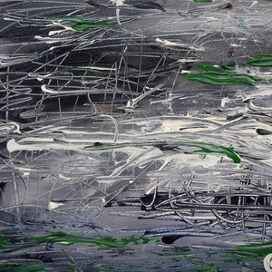 GREENICE - Original Modern Abstract Wall Decor Painting, size: 7&quot; X 9&quot; (18 x 24 cm)