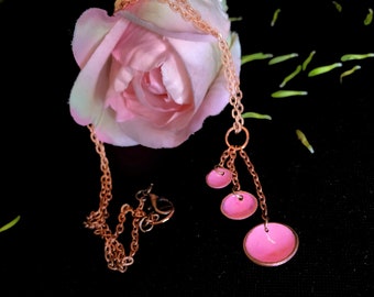 Pink Dome Drop Pendant Necklace