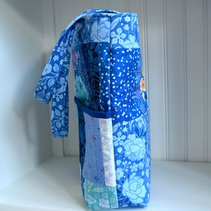 Soft Cotton Tote Bag Blue Florals and Prints image 2