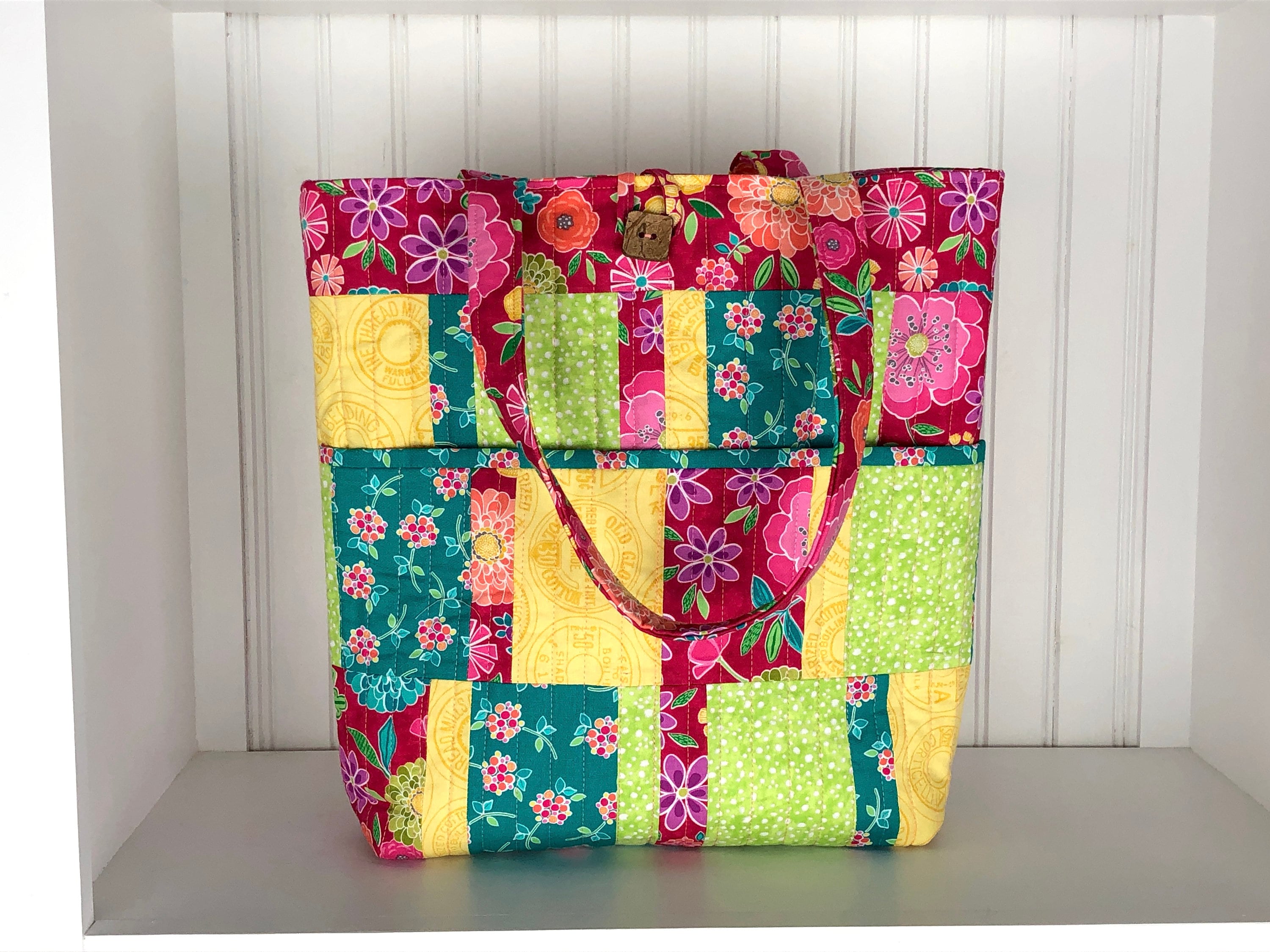 Soft Cotton Tote Bag - Magenta Florals and Prints - Etsy