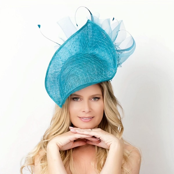 READY! Kentucky Derby hat. Derby hat. Fascinator. Turquoise hat. Royal ascot hat. Couture hat. Designer hat. Comfortable hat. Women hat