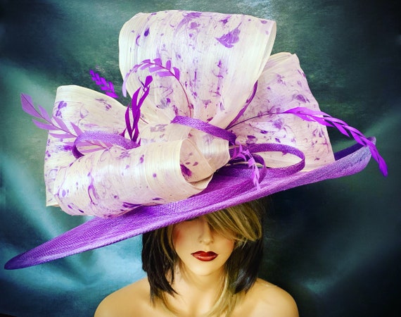 Kentucky Derby Hat. Purple Hat. Large Derby Hat. Royal Ascot  display picture 2