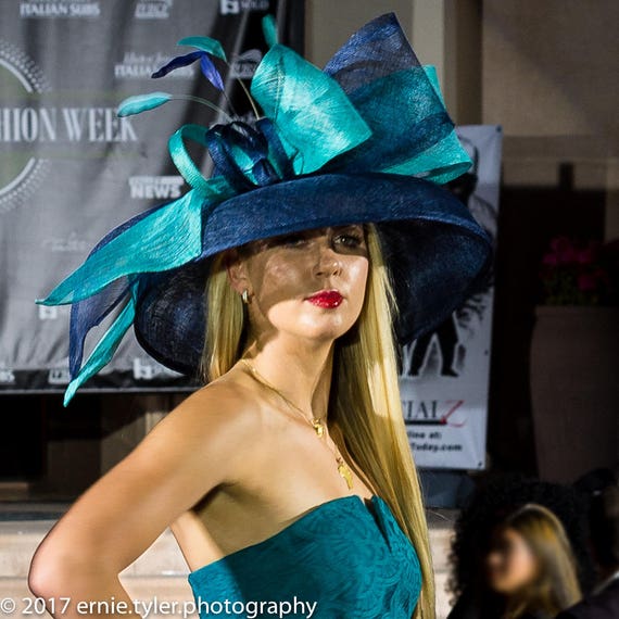 Navy Blue hat.Kentucky Derby Hat. Royal Ascot Hat. Derby Hat.. Formal Hat for Races, Royal Ascot, Weddings designer Hat, Fashion Hat
