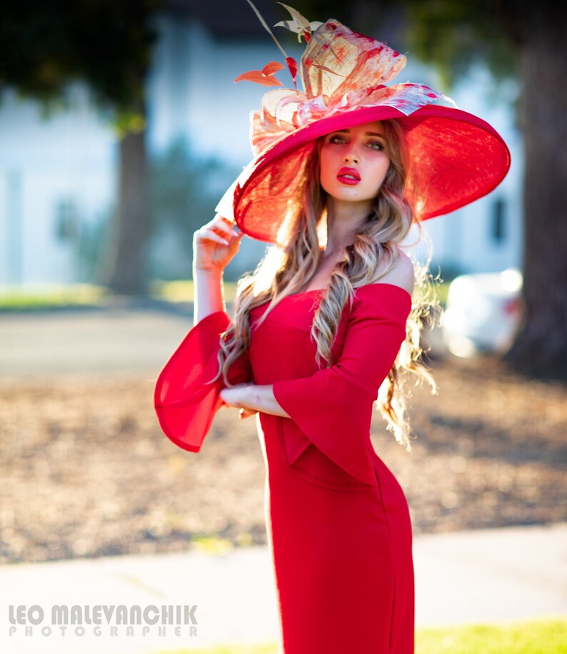 2019 spring collection. Kentucky Derby hat. Red hat. Large | Etsy