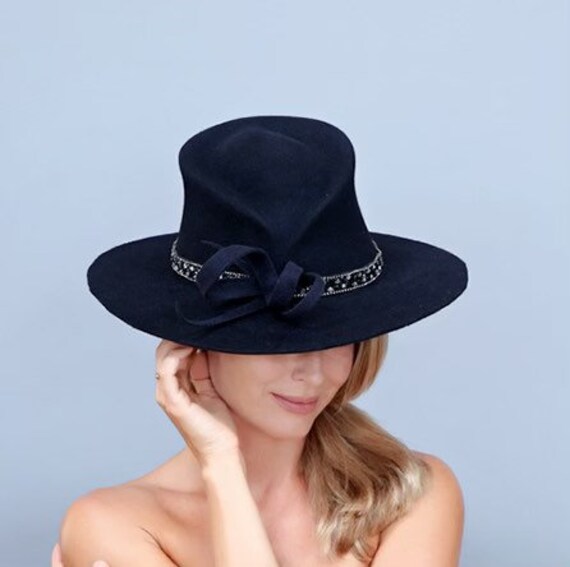 2019 Fall/ Winter Collection. Fedora Hat. Navy Hat. Felt Hat  display picture 1