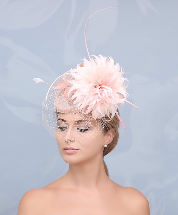 Elegant Peach Feathered Women\'s Hat Peach Fascinator Hats for Women - Special Events, Weddings  main image 2