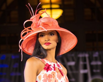 Couture Hat. Coral hat. Kentucky Derby hat. Derby hat. Royal Acot hat. Races, Wedding, Dubai fashion, Fashion, Women hat, Designer hat