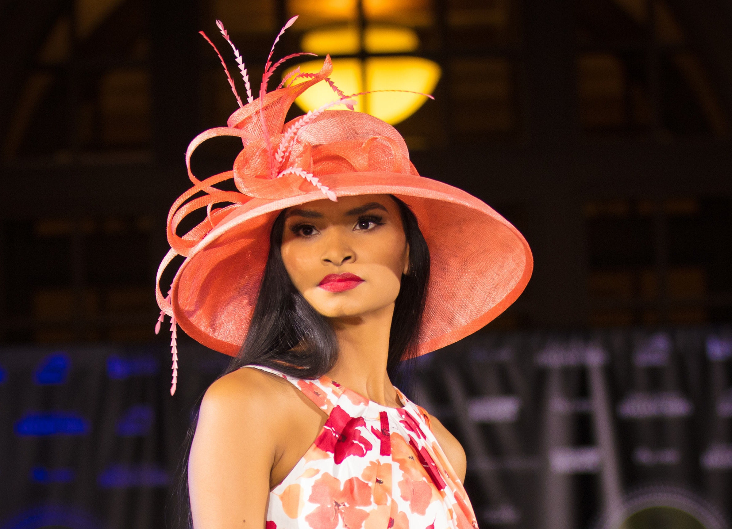 Pretty RED Church/Dress/Kentucky Derby Hat by Perche’ Couture Designer women main image 2