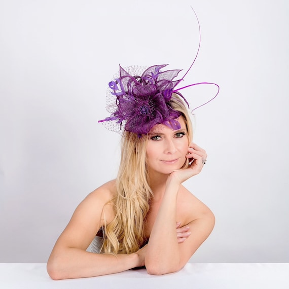 Purple Fascinator. Kentucky Derby Hat. Derby Hat. Royal  display picture 2