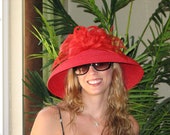 Red  Kentucky Derby hat  for women.Derby hat, Red hat for Del Mar opening day at the races, wedding hat, church hat. Couture hairpiece