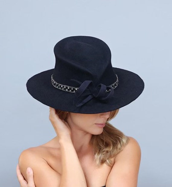2019 Fall/ Winter Fedora Navy Felt Wool