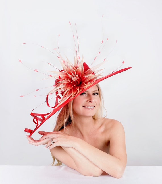 Kentucky Derby Hat. Women Red Hat. Fascinator Hat. Women Hat  display picture 1
