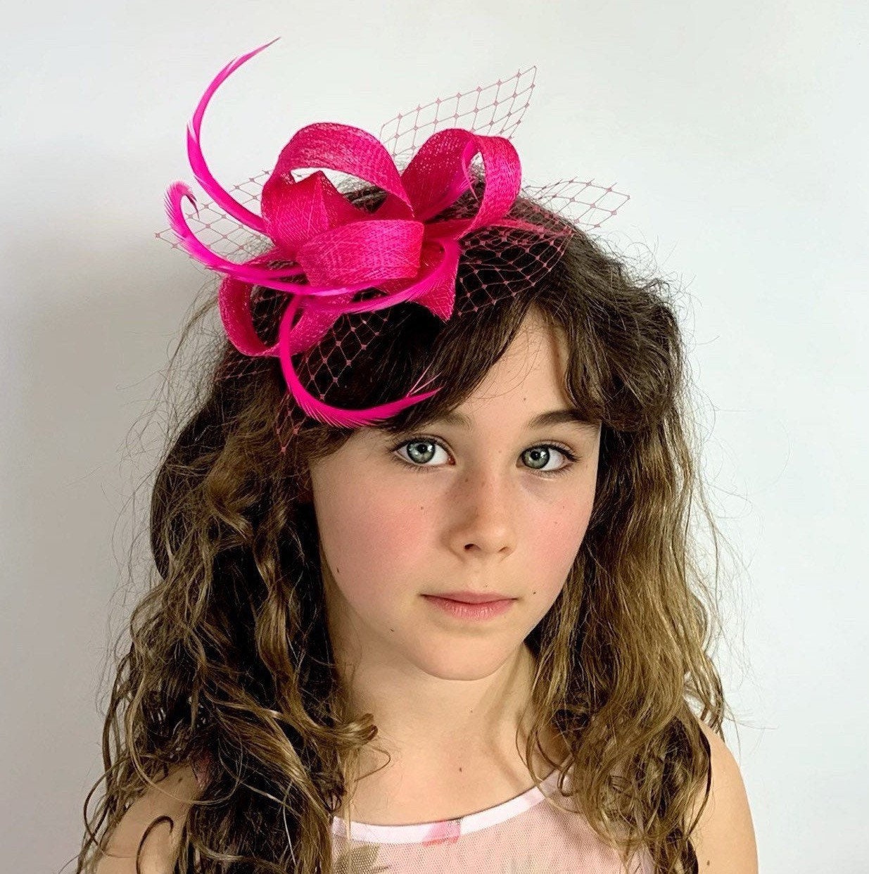 NWT Kentucky Derby Elegant Bright Pink Fascinator Headband Kentucky Derby Hats by Rachel + Kate | Shop now at  main image 3