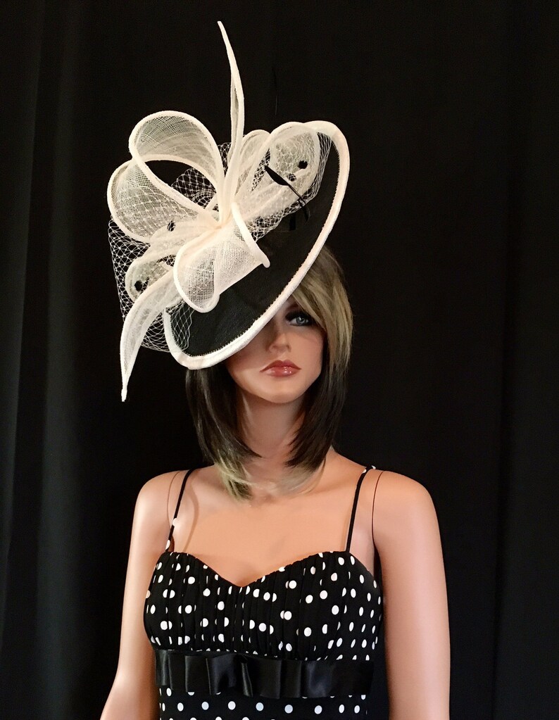 2017 Collection.black and White Fascinator. Kentucky Derby Etsy