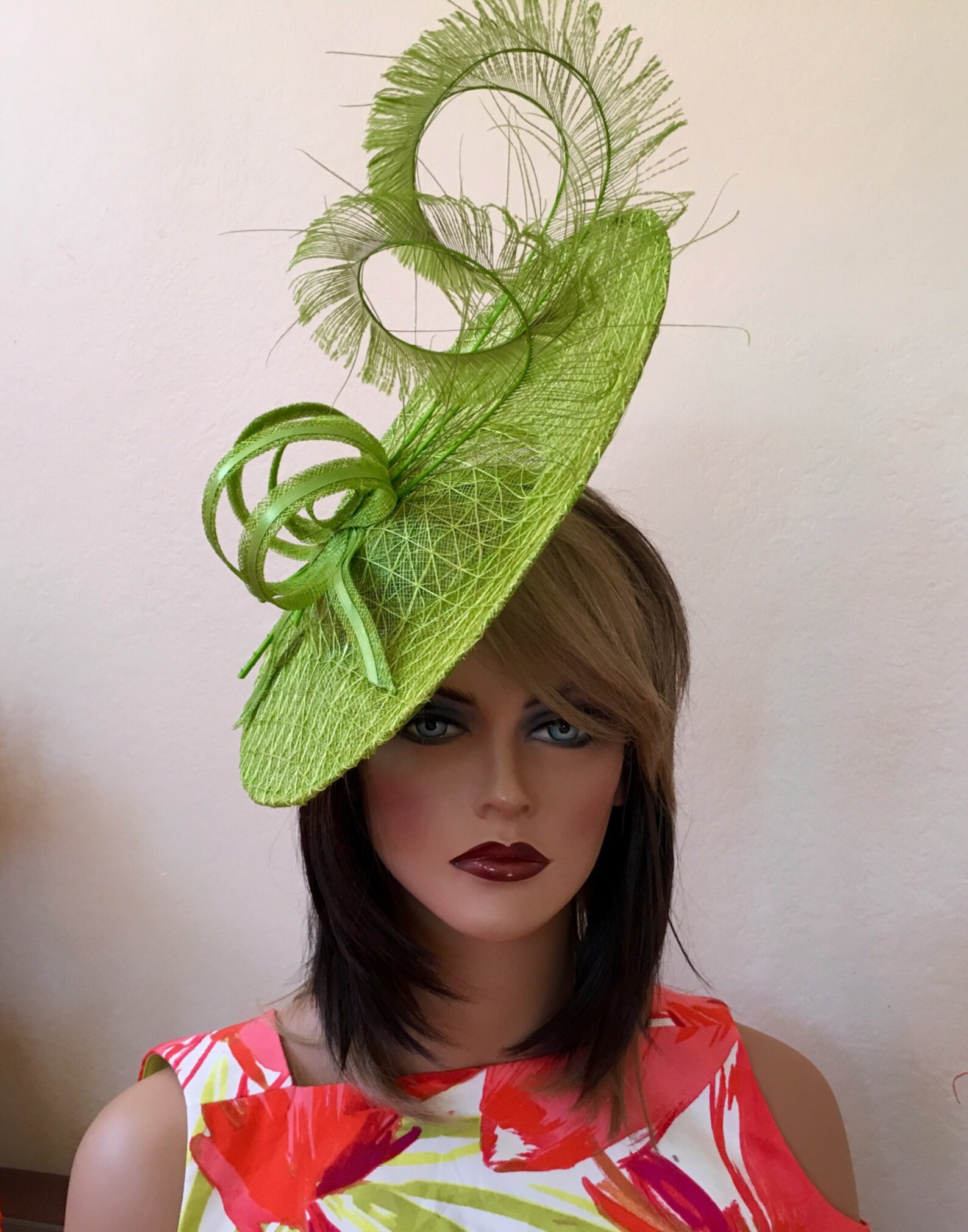 Kentucky Derby hat. Royal Ascot green fascinator. Fascinator Etsy
