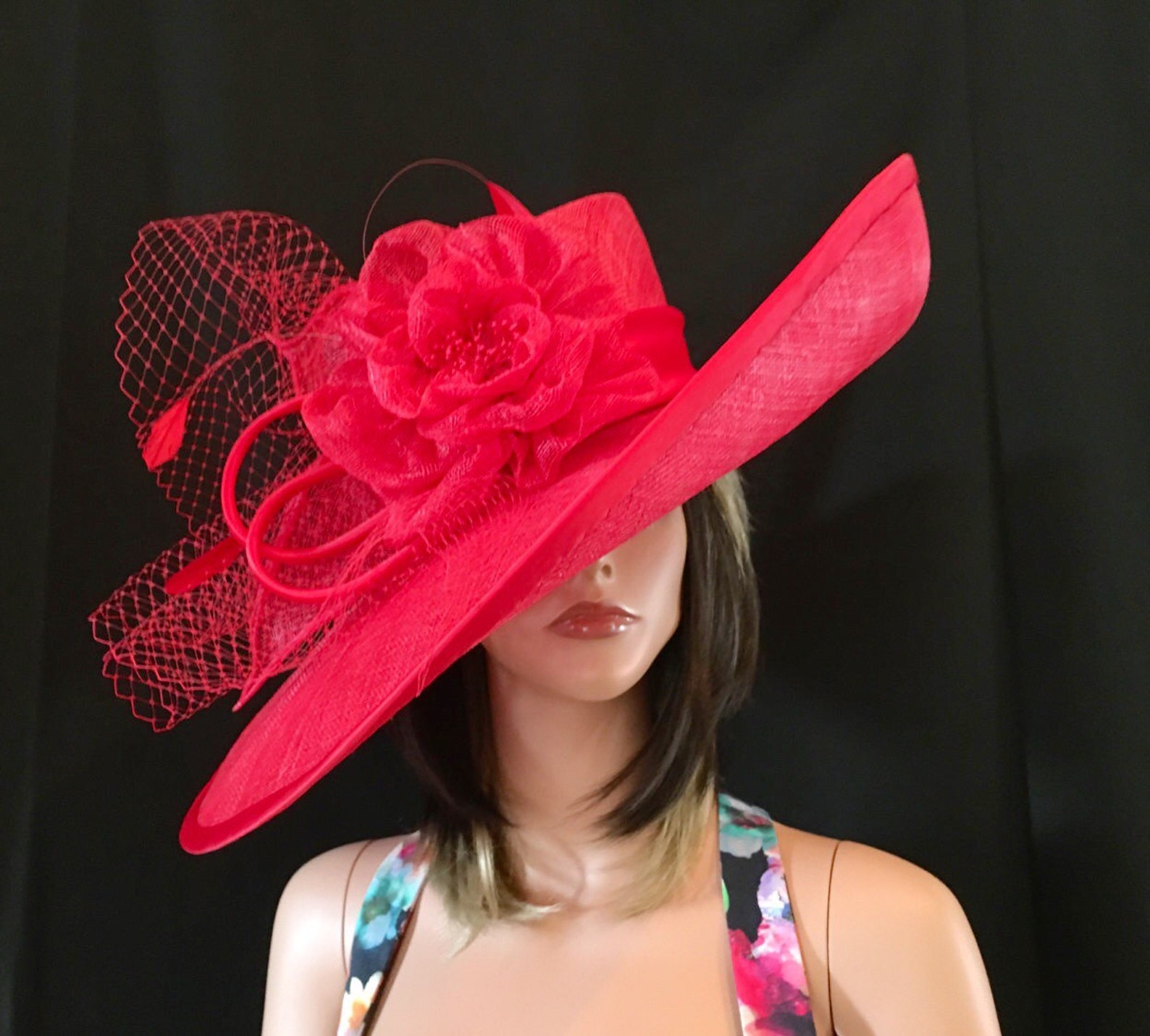 Red Wide Brim Hat 2017 Collection Fashion Hat Kentucky - Etsy