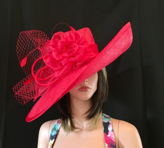 Red Wide Brim Hat, 2017 Collection! Fashion Hat, Kentucky  display picture 2