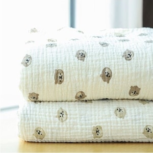 Gauze Specialty Shop | Muslin Bears Soft Wrinkled Cotton Double Gauze Fabric, Animal Print Fabric, Quality Crinkled Gauze Fabric By the Yard