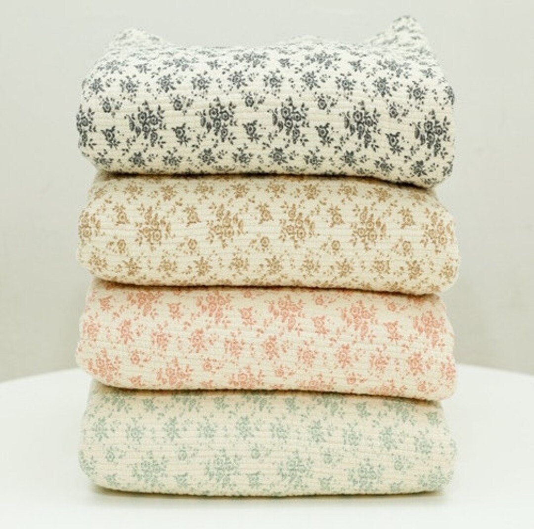 Flower Bouquet Triple Gauze Wrinkled Cotton Gauze Fabric, Floral Soft