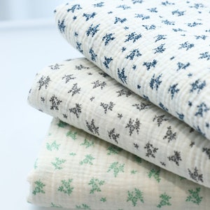 Gauze Specialty Shop | Muslin Flowers Soft Wrinkled Cotton Double Gauze Fabric, Floral Gauze, Quality Crinkled Gauze Fabric By the Yard