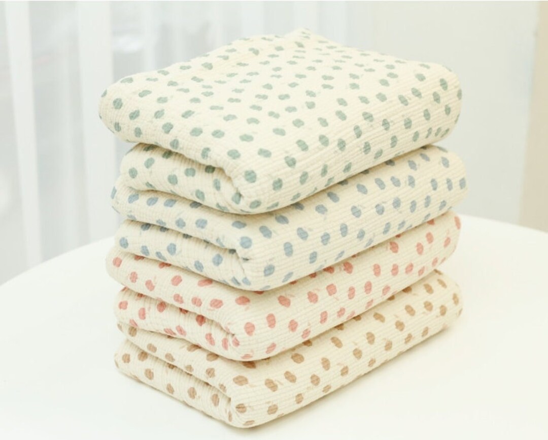 Apples Triple Gauze Wrinkled Cotton Gauze Fabric, Fruits Soft Gauze