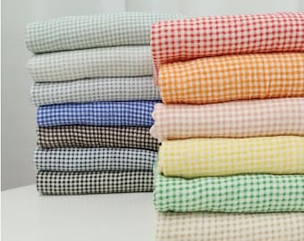 Gauze Specialty Shop | Checker Wrinkled Cotton Double Gauze Fabric, Muslin, Soft Plaid Gauze, High Quality Crinkled Gauze Fabric By the Yard