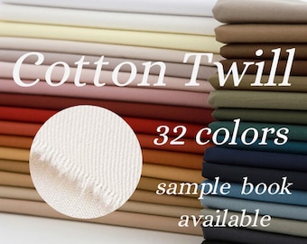 Cotton Twill Fabric for Jackets, Trench Coats, Pants, 57" Wide, 32 Colors, 30s Yarn Count, By the Yard