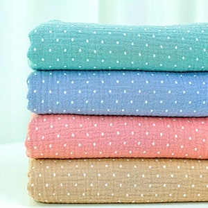 Gauze Specialty Shop | Muslin 2 mm Polka Dots Wrinkled Cotton Double Gauze Fabric, Soft Dots, Quality Crinkled Gauze Fabric By the Yard