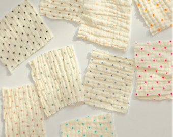 2 mm Polka Dots Wrinkled Cotton Double Gauze Fabric, Mini Dots Soft Gauze, High Quality Crinkled Double Gauze Fabric By the Yard, 8 Colors