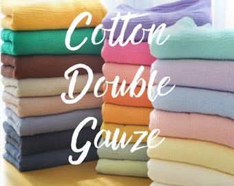 Gauze Specialty Shop | Muslin Soft Wrinkled Cotton Double Gauze Fabric, High Quality Crinkled Double Gauze Fabric By the Yard, 23 Colors