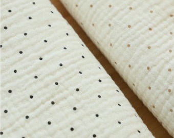 3 mm Polka Dots Triple Gauze Wrinkled Cotton Gauze Fabric, Mini Dots Soft Gauze, High Quality Crinkled Triple Gauze Fabric By the Yard