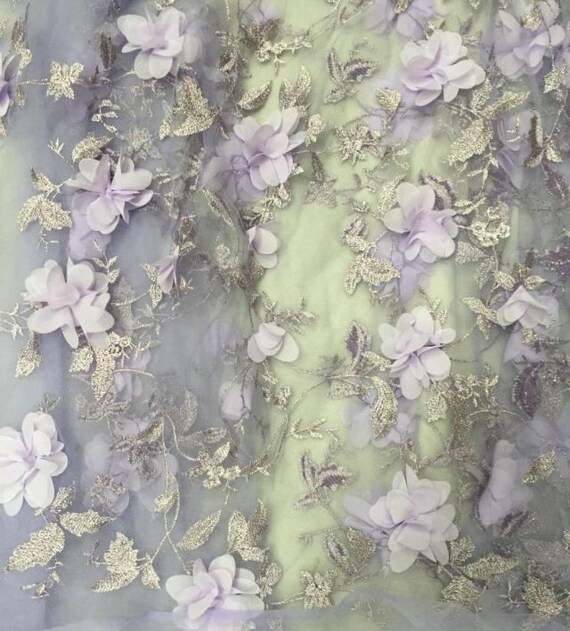Fabulous Lace Fabric 3D Chiffon Flowers Embroidered Gauze | Etsy