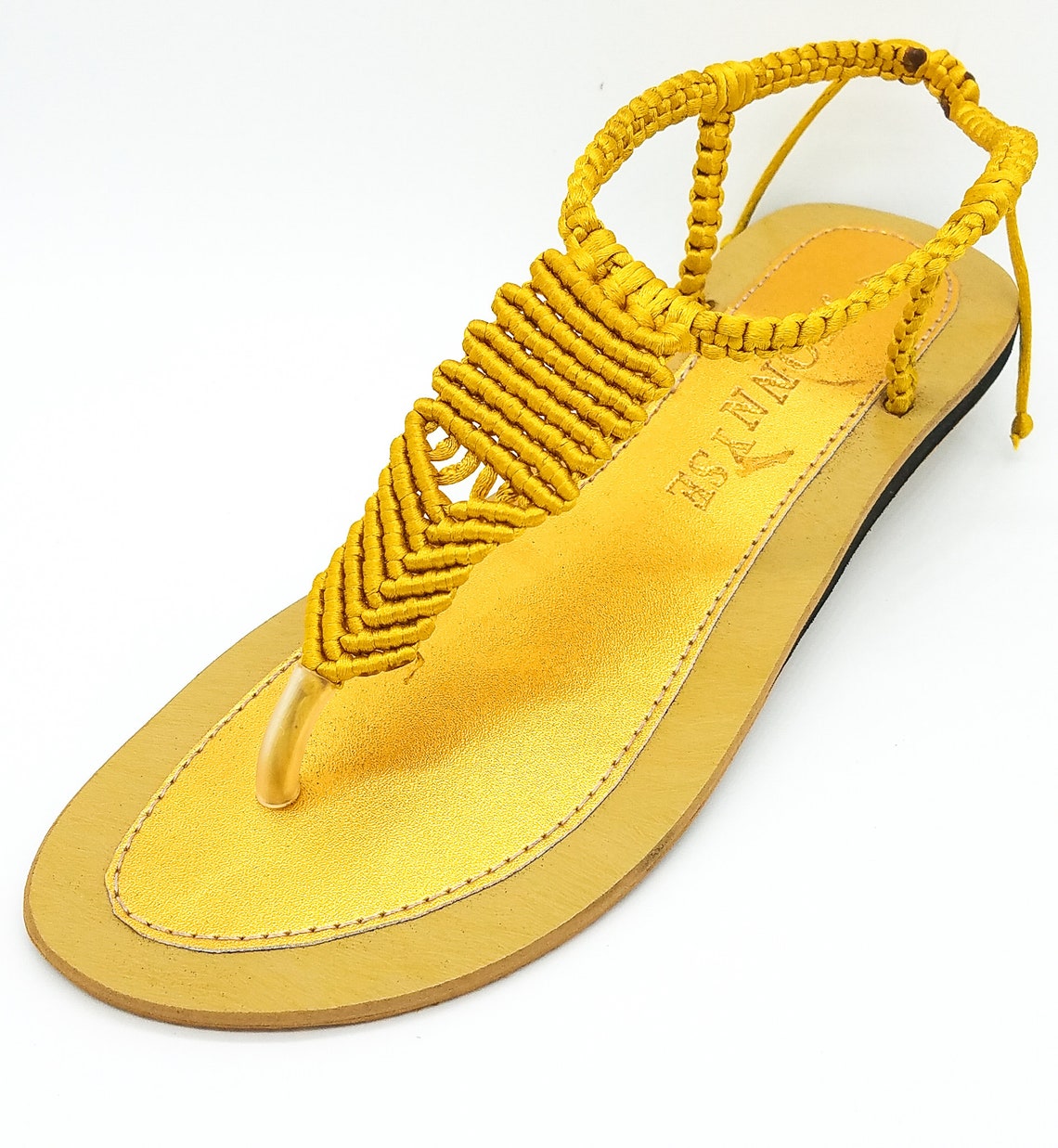 Gold T-strap Leather Sandals Handmade Sandals African | Etsy