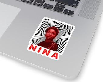 Nina Simone Sticker - Red Tint Nina With Sunrays - Musician, Singer and Songwriter | Laptop Sticker