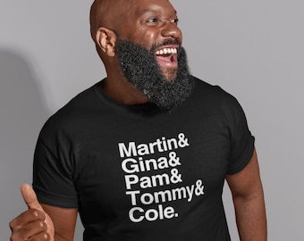 Martin Cast T-Shirt- Martin Lawrence TV Show Comedia Comedia Helvetica Lista Camisa