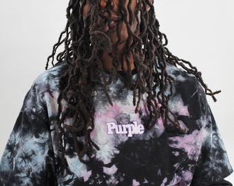 Purple People  Tie-Dye Embroidered t-shirt | Black and Purple Cosmic Galaxy | Prince Hendrix Inspired Psychedelic Tee