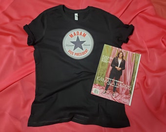 Kamala Harris - Madam Vice President T-Shirt with Vogue Magazine Cover Issue Bundle | Political Logo with Star | First Female VP 2020