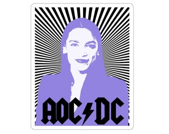 AOC DC - Alexandria Ocasio-Cortez Sticker | Lavender Pastel - AC/Dc Inspired | Rebel Latina Nyc Political Congresswoman Goth Style Rock