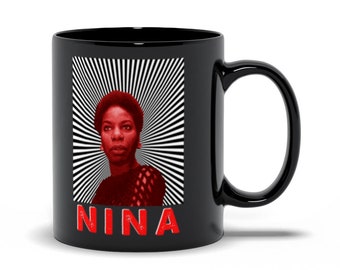 Nina Simone Black Mug - Red Tint Iconic Musician Singer Songwriter - Black Music History | Soul Music Jazz Pianist Icon
