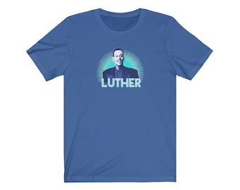 Luther Vandross T-Shirt - R&B Soul Music Singer Icon Power Sunbeams - Aqua Blue and Powder Blue Retro Style