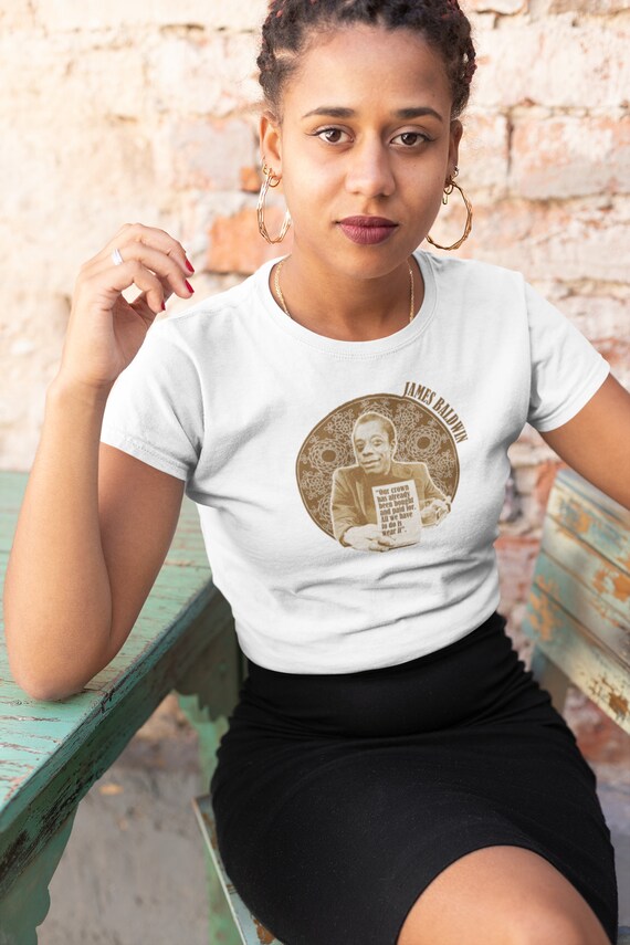 Neutral Brown Tan Earthtone Our Crowns Have Been Bought James Baldwin Quote with Book T-shirt Unisex