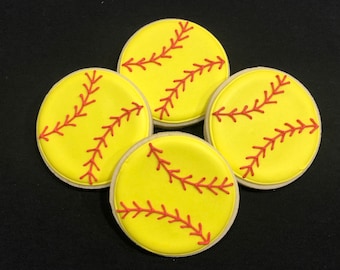 Softball Sugar Cookies- Item SHIPS in 7-10 Business days, please order ONLY if your event is 3-4 weeks away!