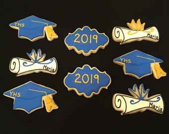 Graduation Themed Sugar Cookies- Item SHIPS in 7-10 Business days, please read ALL item details BEFORE ordering!