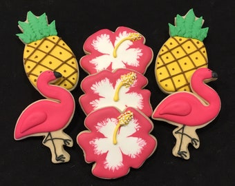 Flamingo Party Sugar Cookies- Item SHIPS in 7-10 Business days, please order ONLY if your event is 3-4 weeks away!