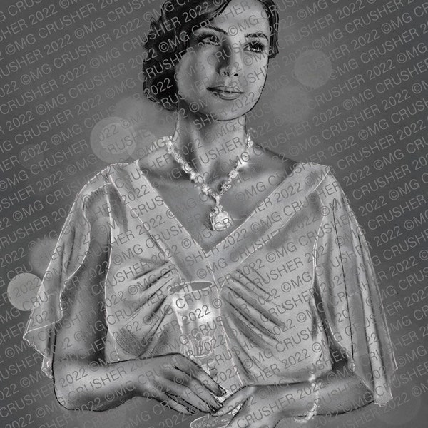 Gal Gadot "Death on the Nile Agatha Christie| Handmade Charcoal Pencil Portrait | Printable Downloadable Poster 11x14"
