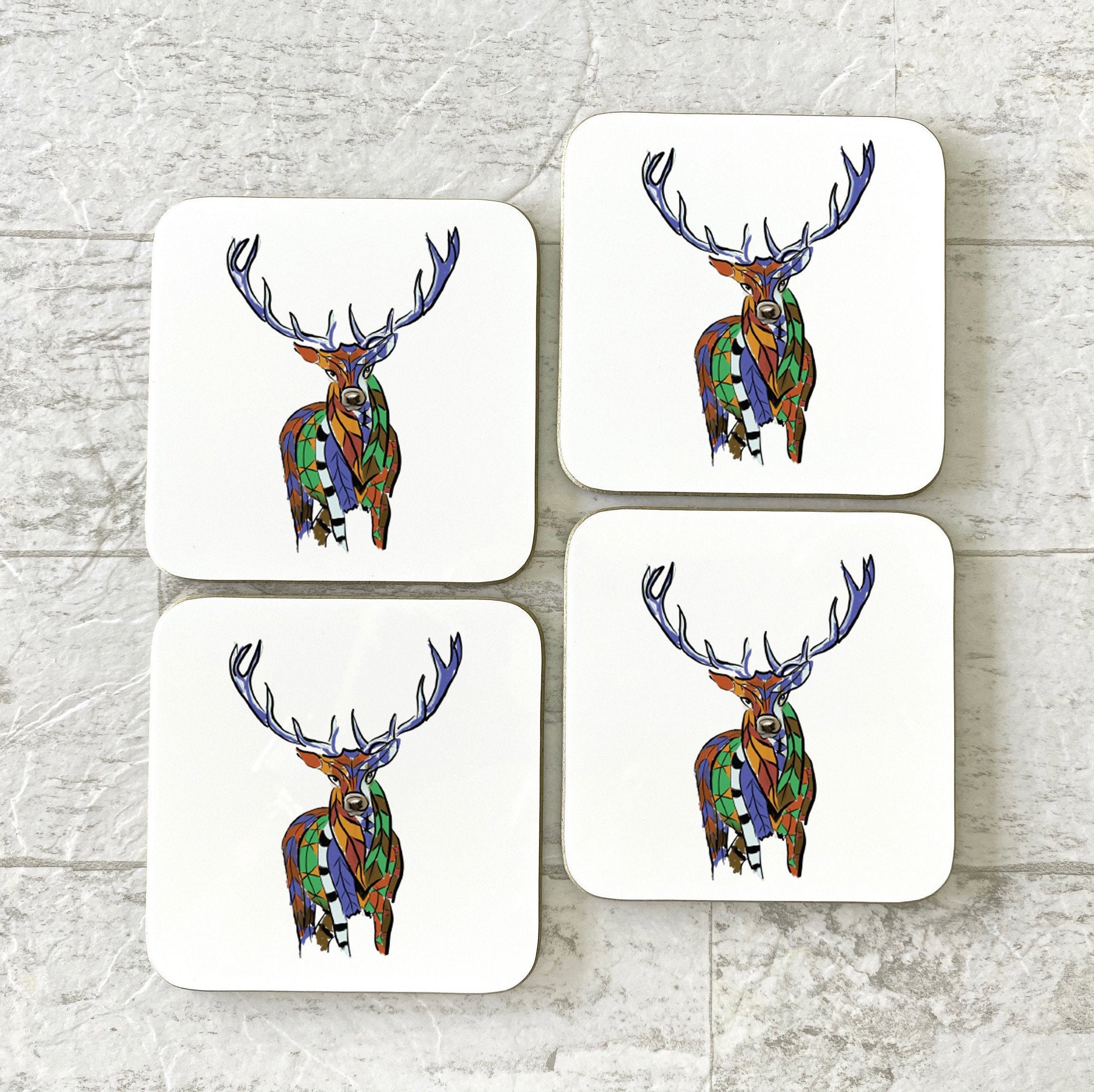 Elk Coasters Set of 4 Cup holders / Coasters / Desktop coaster Etsy