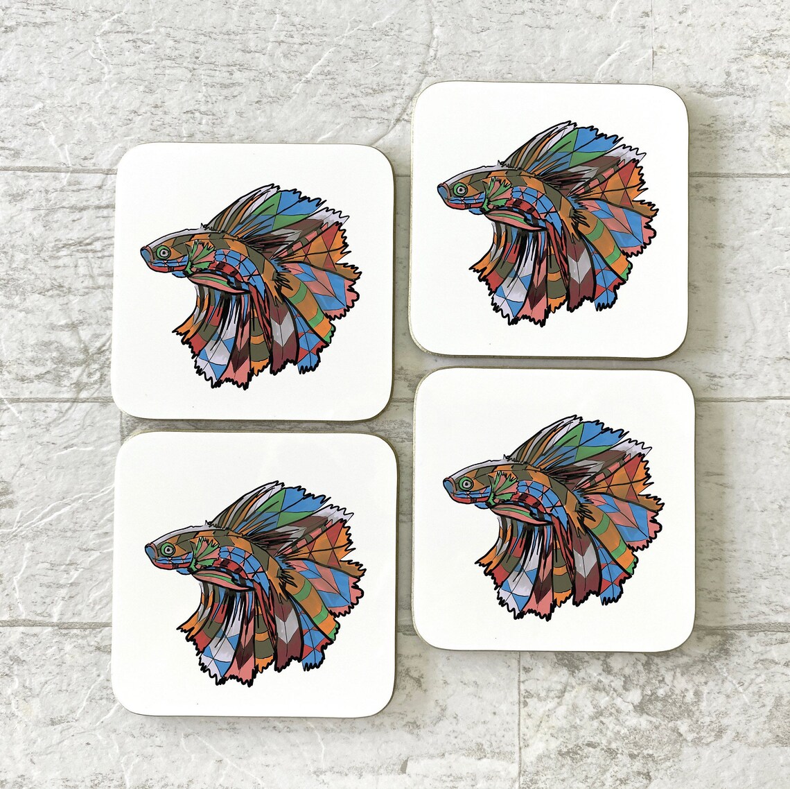 Fish Coasters Set of 4 / Cup holders / Coasters / Desktop | Etsy